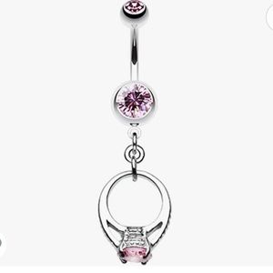 Pink Promise ring belly button ring